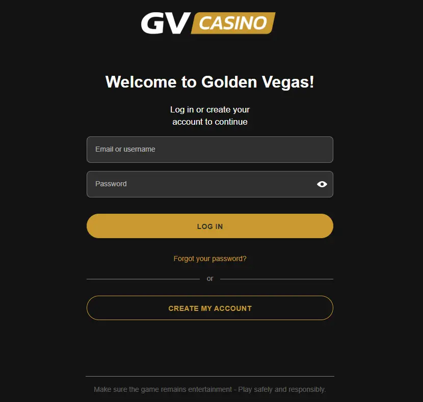 Connexion des membres du GOLDENVEGAS CASINO