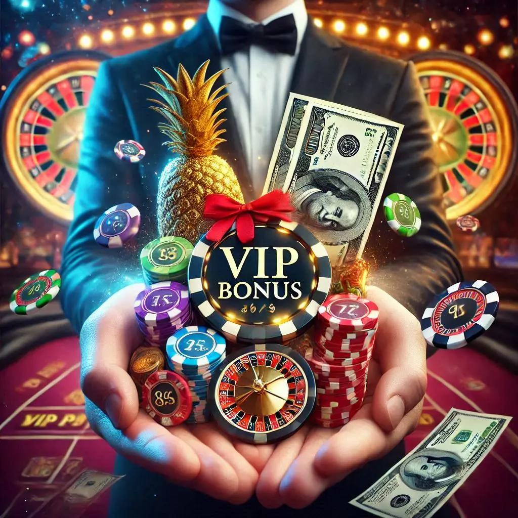 Bonus VIP dans les mains d'un joueur de GOLDENVEGAS CASINO